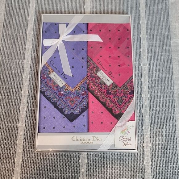 CHRISTIAN DIOR Vintage Handkerchief Set - Picture 1 of 8